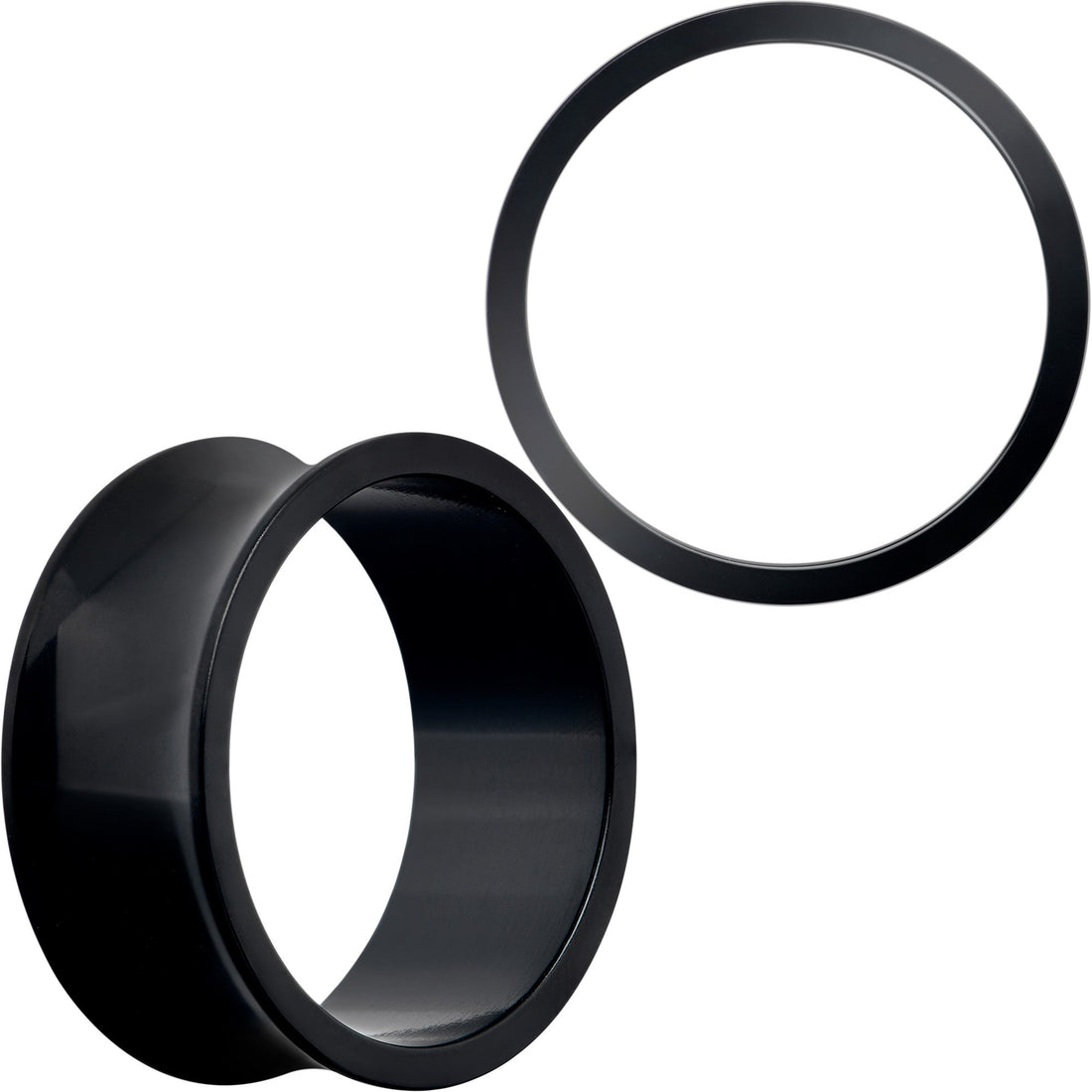 Black Double Flare Tunnel Plugs for Stretched Lobes - Image 12