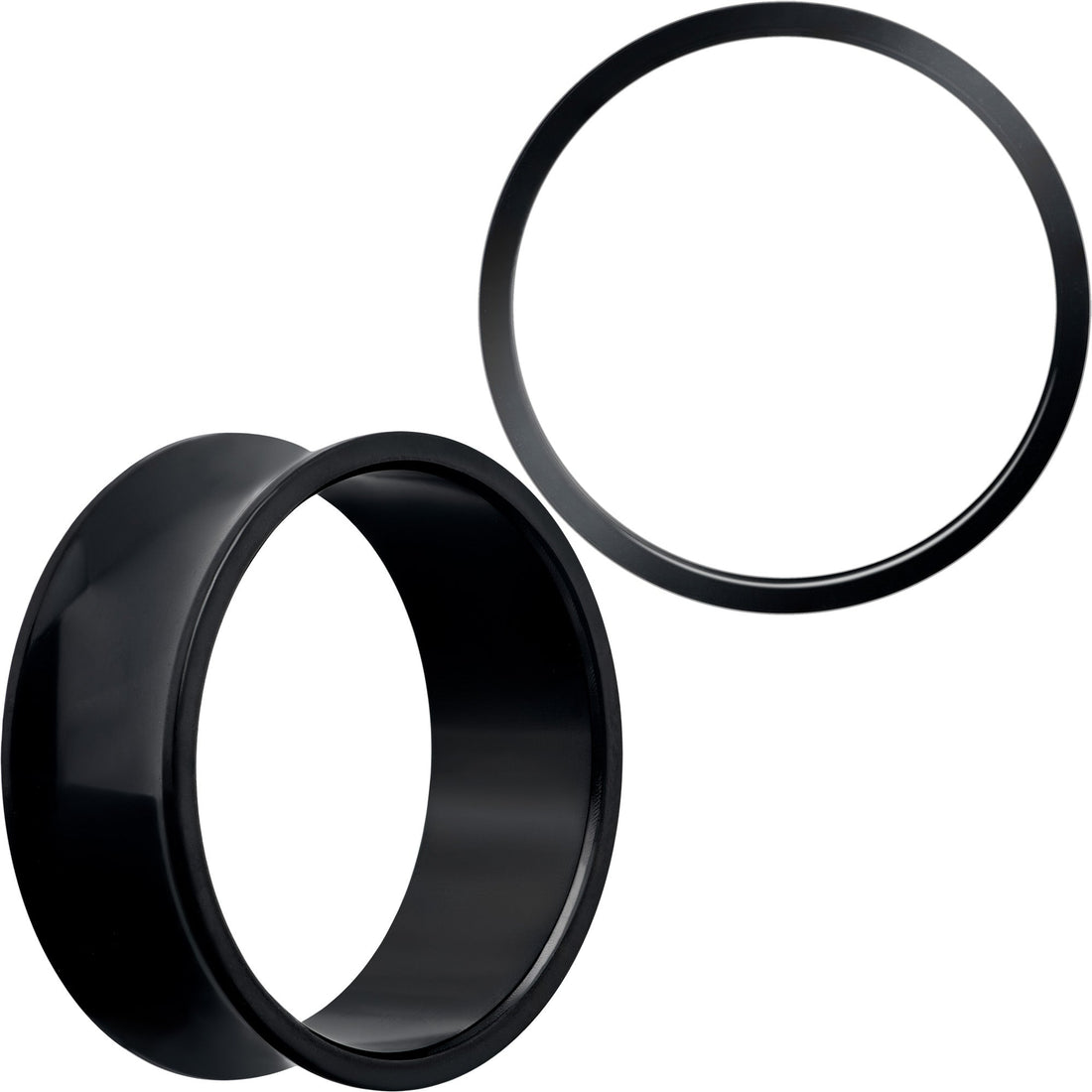 Black Double Flare Tunnel Plugs for Stretched Lobes - Image 13