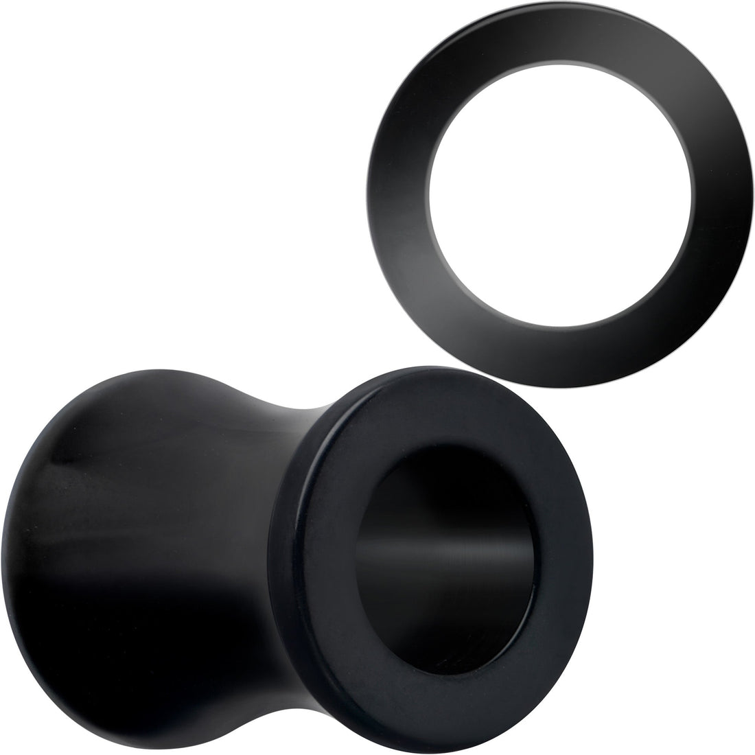Black Double Flare Tunnel Plugs for Stretched Lobes - Image 5