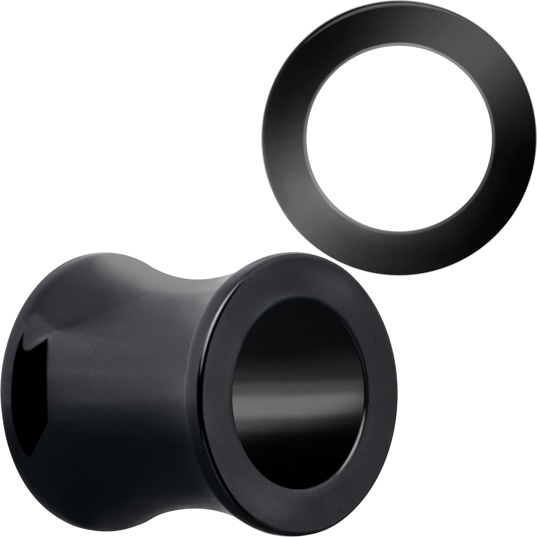 Black Double Flare Tunnel Plugs for Stretched Lobes - Image 6