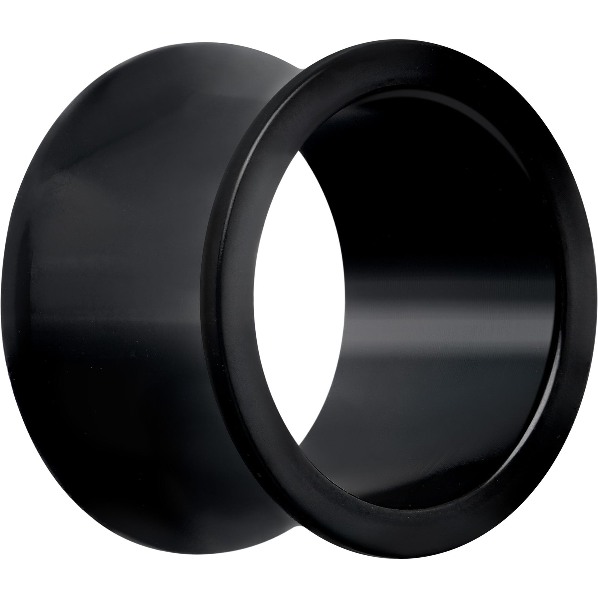 Black Double Flare Tunnel Plugs for Stretched Lobes - Image 3