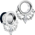 Clear Gem Filigree Single Flare Tunnel Plug Set in Stainless Steel - Image 8