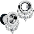 Clear Gem Filigree Single Flare Tunnel Plug Set in Stainless Steel - Image 6