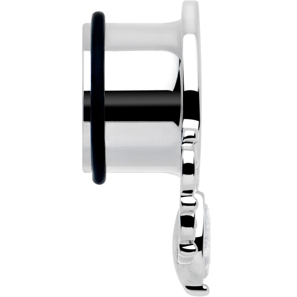 Clear Gem Filigree Single Flare Tunnel Plug Set in Stainless Steel - Image 5