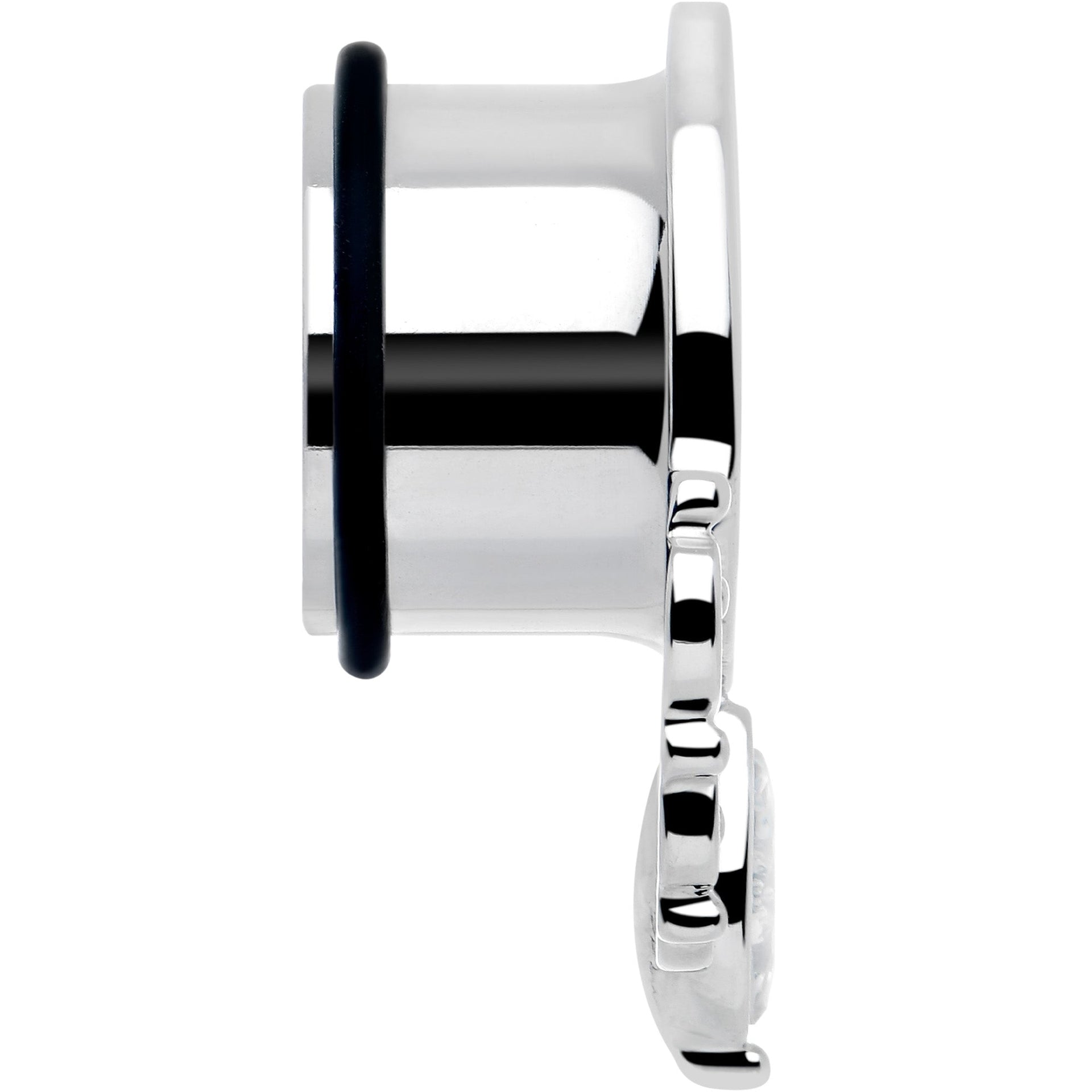 Clear Gem Filigree Single Flare Tunnel Plug Set in Stainless Steel - Image 5