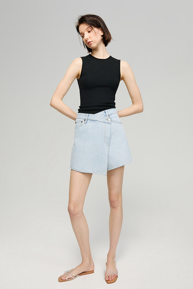 Sweet Dreams Mid-Rise Denim Skort