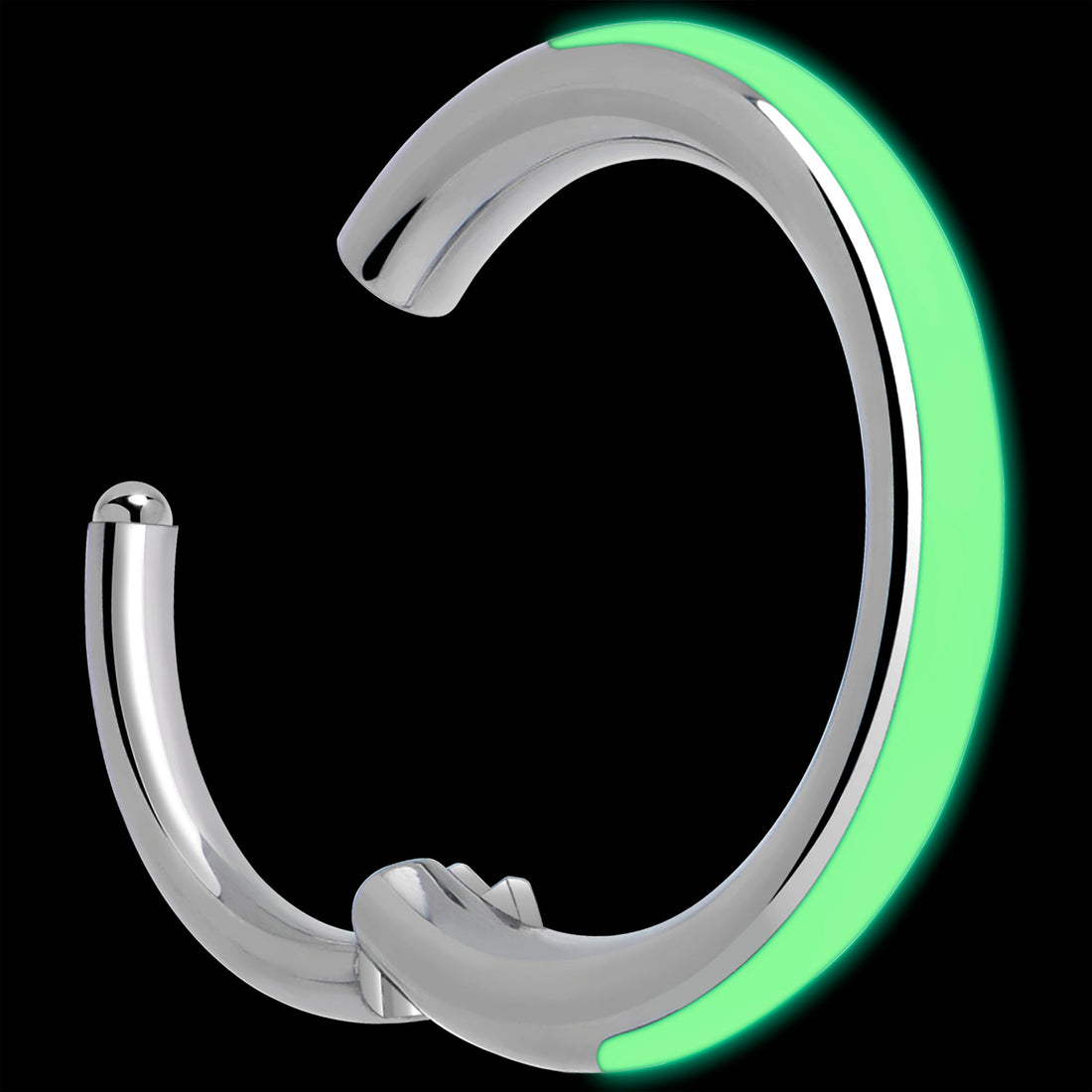 20G Implant Grade Titanium Glow in the Dark Hinged Nose Hoop - Image 2