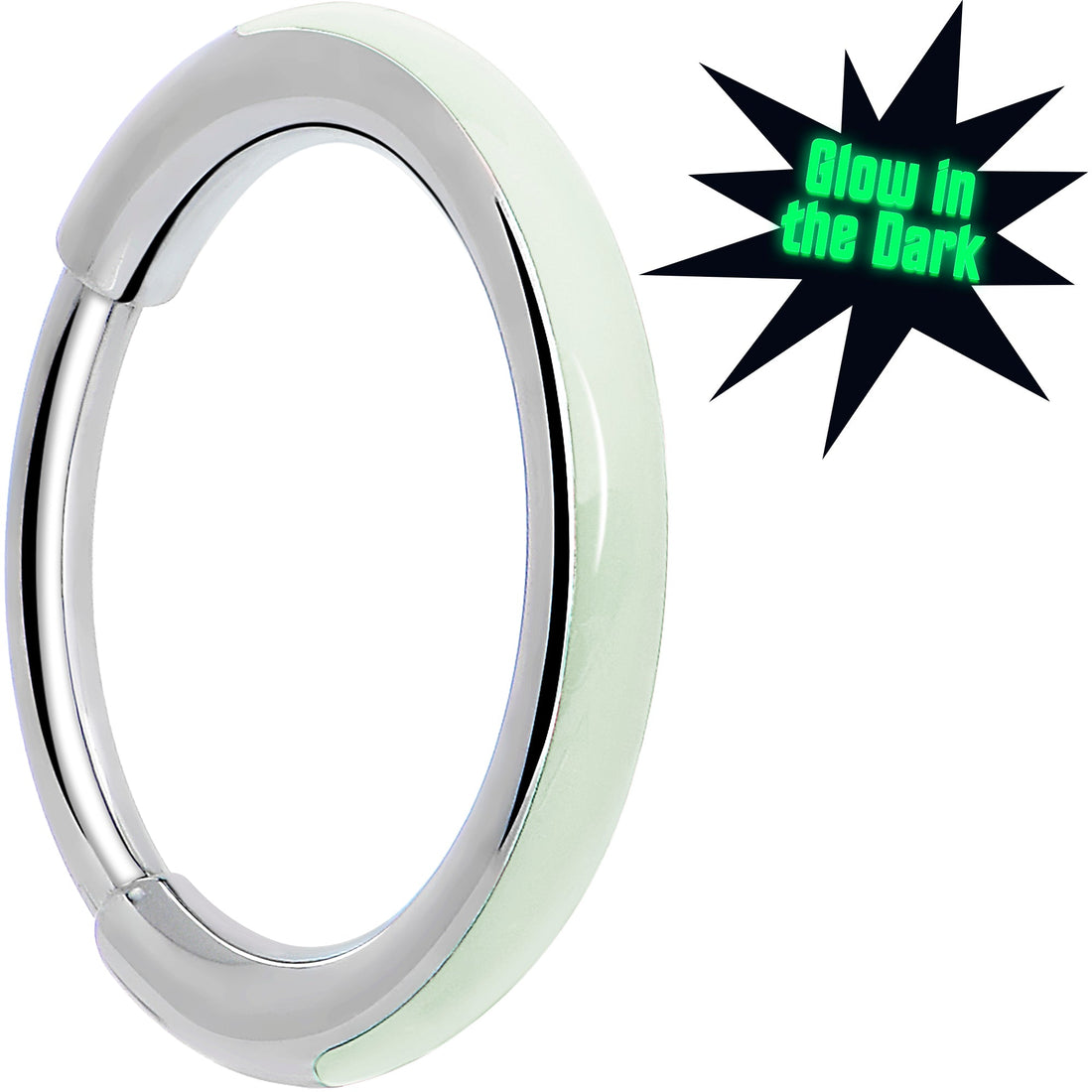 20G Implant Grade Titanium Glow in the Dark Hinged Nose Hoop - Image 8