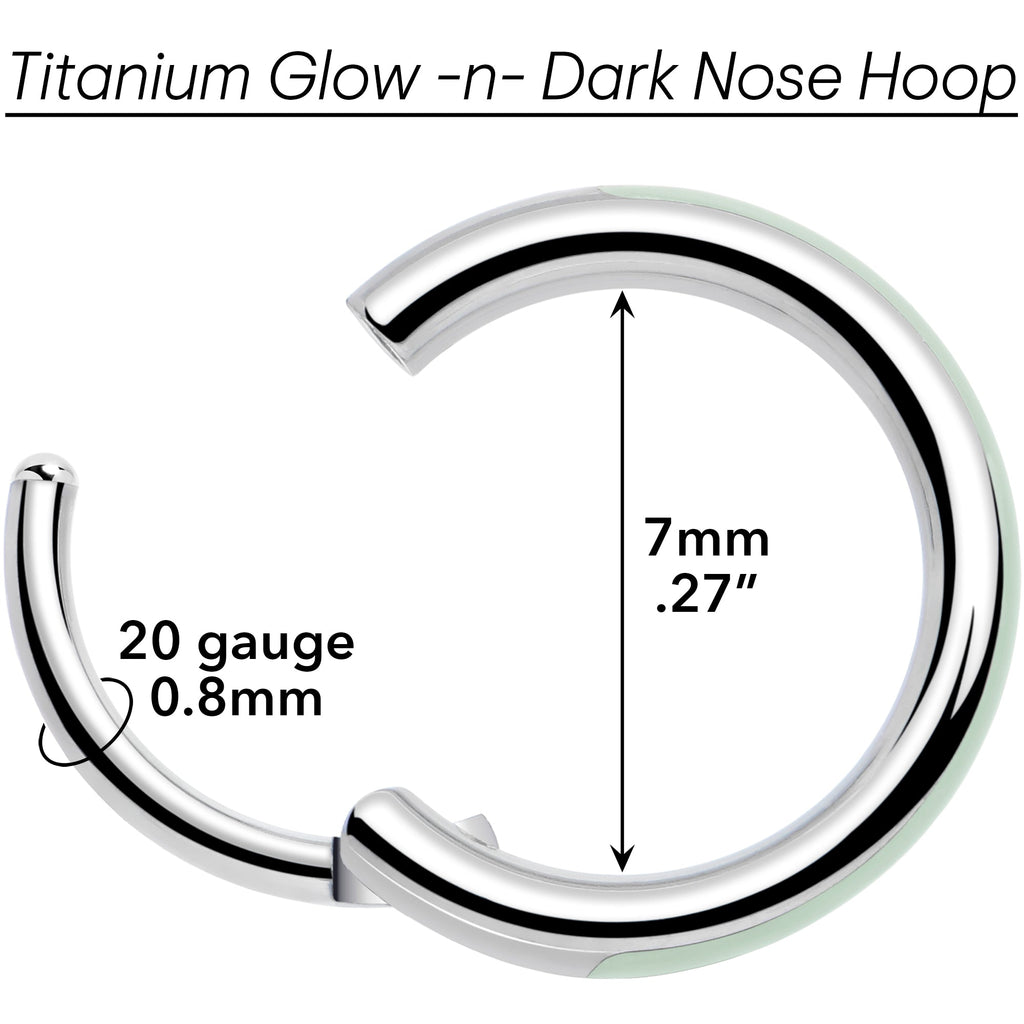 20G Implant Grade Titanium Glow in the Dark Hinged Nose Hoop - Image 6