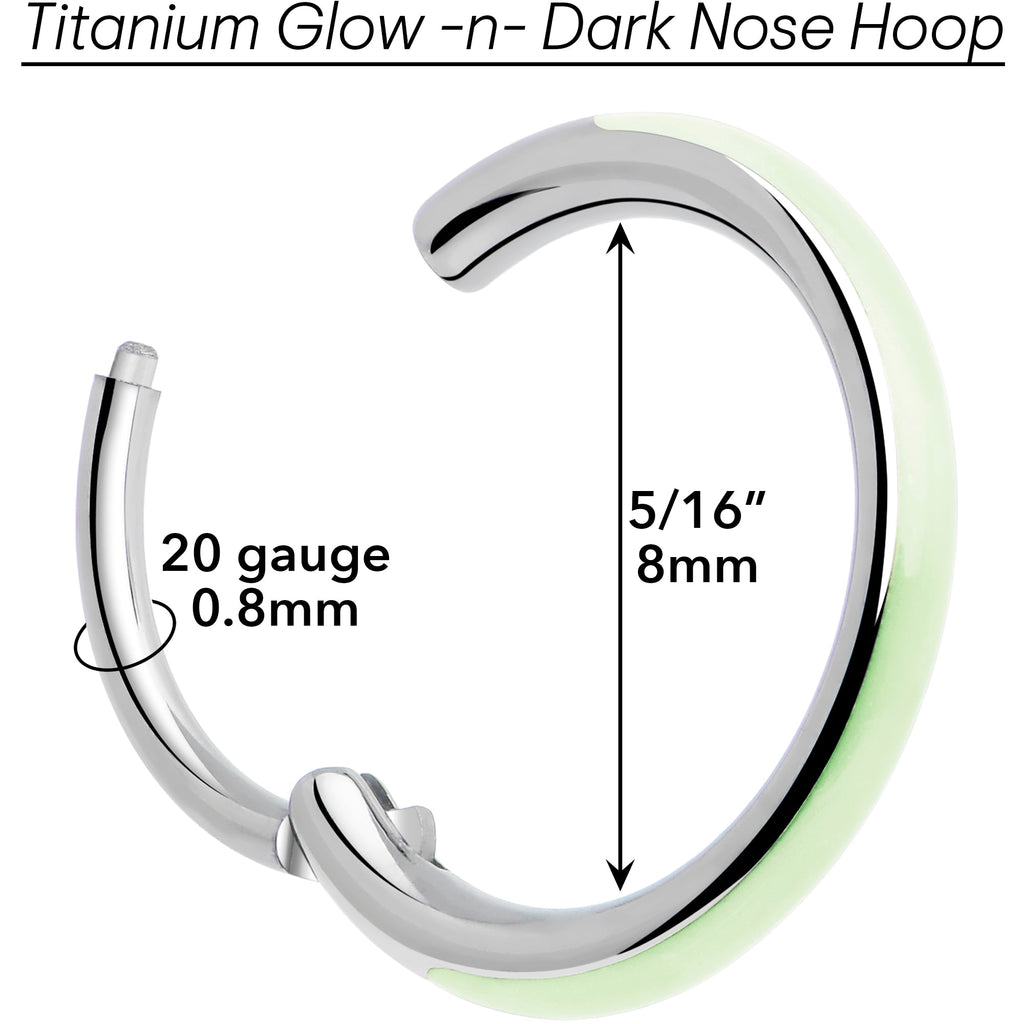 20G Implant Grade Titanium Glow in the Dark Hinged Nose Hoop - Image 5