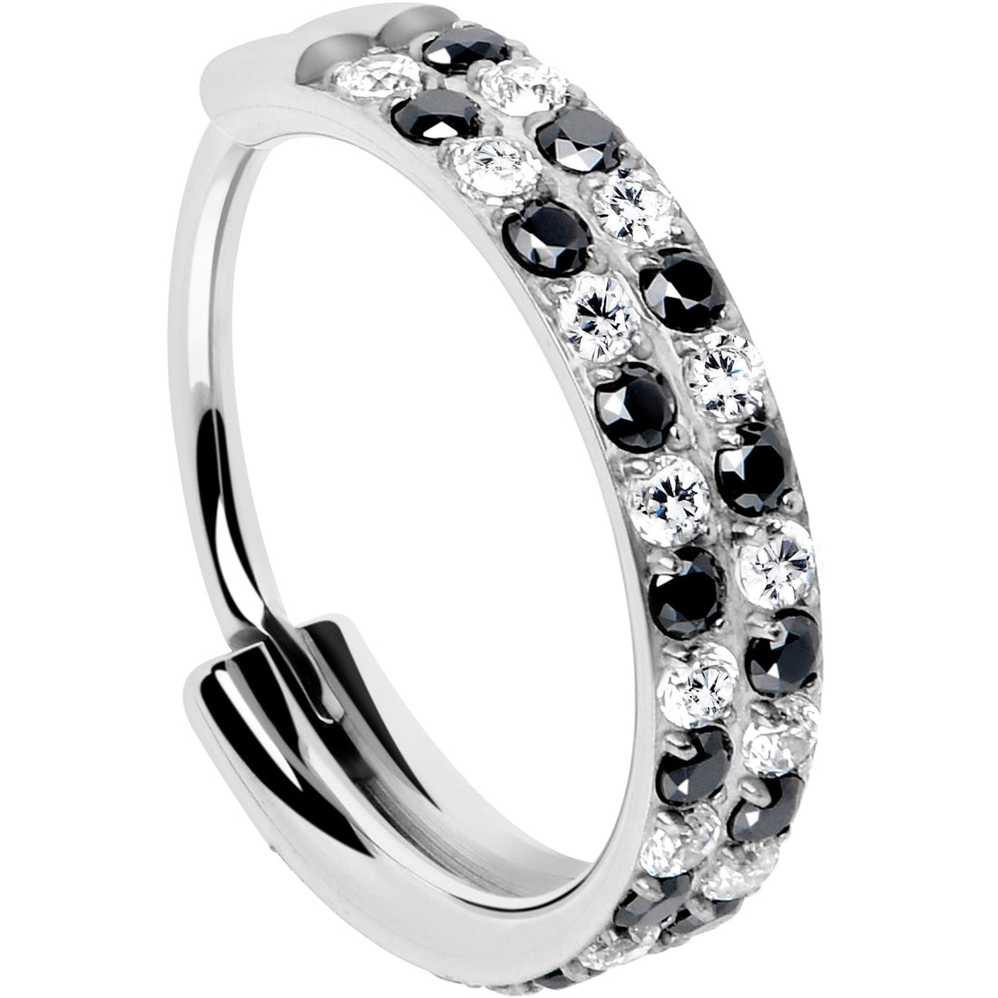 20G CZ Double Row Checkerboard Implant Grade Titanium Nose Hoop