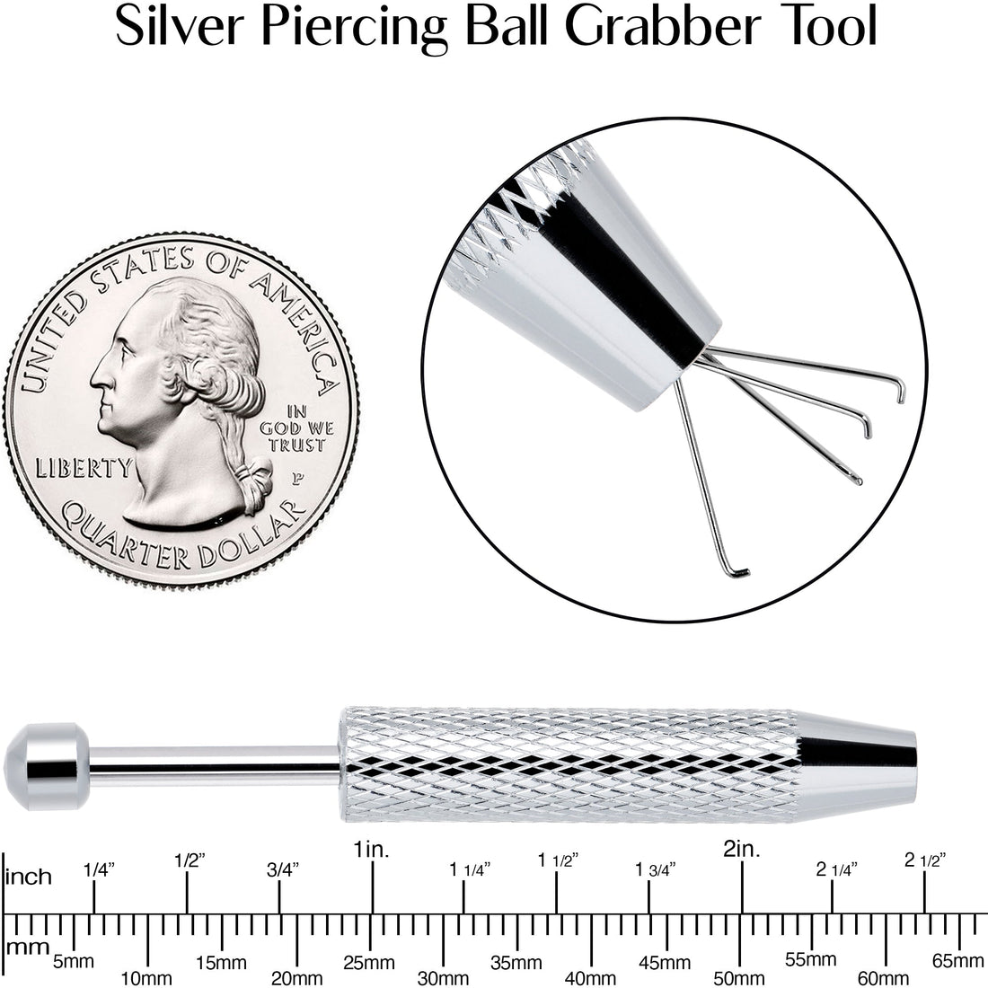 Silver Piercing Ball Grabber Tool with 4 Prong Claw - Image 2