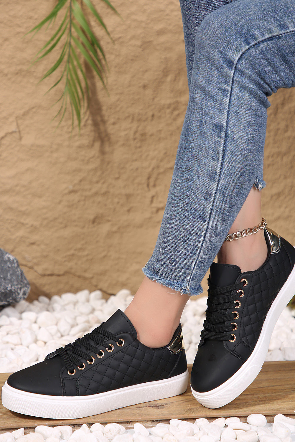 Harper Quilted Lace Up Sneakers