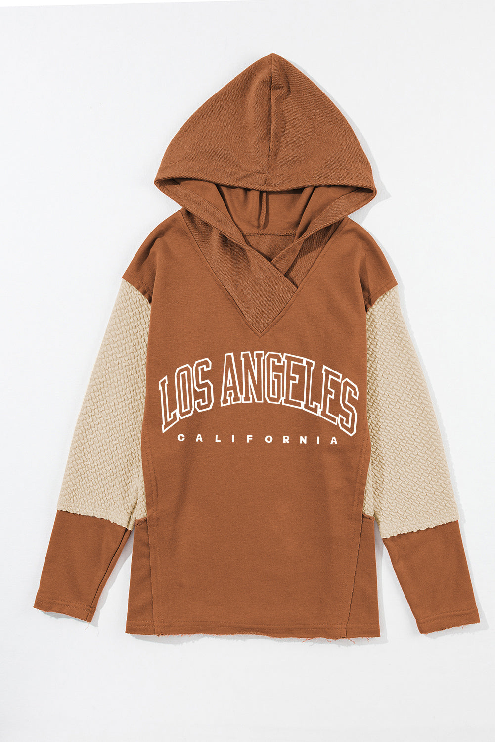Women's Two-Tone Los Angeles Graphic V-Neck Hoodie - Image 5