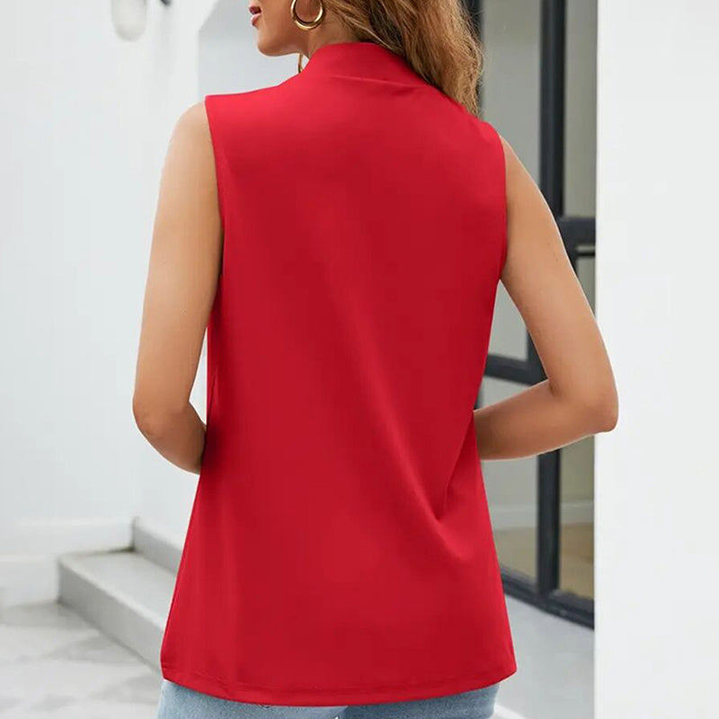 Women's Sleeveless Stand-Collar Open Front Cardigan Vest - Image 3