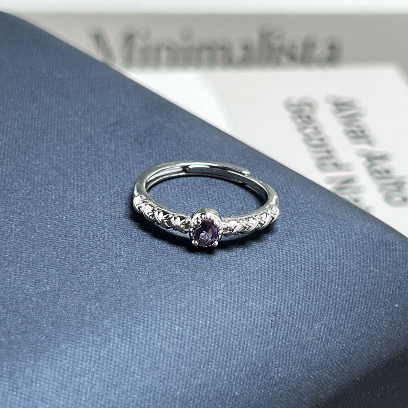 Purple Crystal Open Adjustable Ring Light Luxury Statement Piece