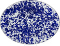 Golden Rabbit Cobalt Swirl 12 x 16 oval platter with blue spatterware pattern