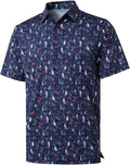 Men's striped short-sleeve performance golf polo featuring quick-dry and moisture-wicking fabric
