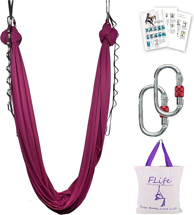 F.Life Aerial Silk Yoga Hammock & Swing for yoga Inversion,Strength training,starter hardware kit