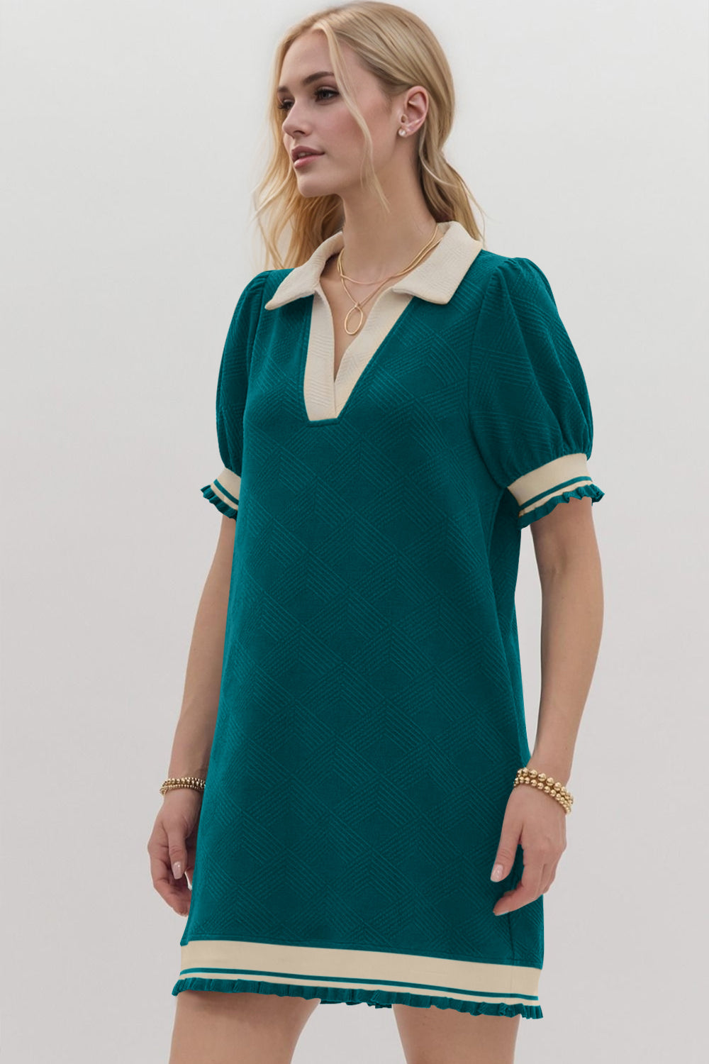 Contrast Short Sleeve Mini Dress for Women