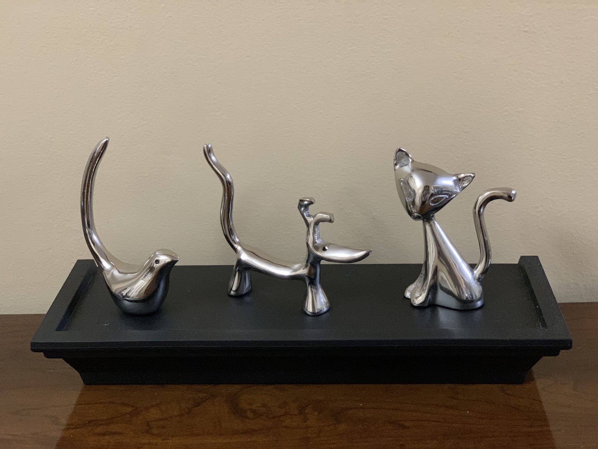 Vibhsa Dog Cat & Bird Ring Holders Set - Silver