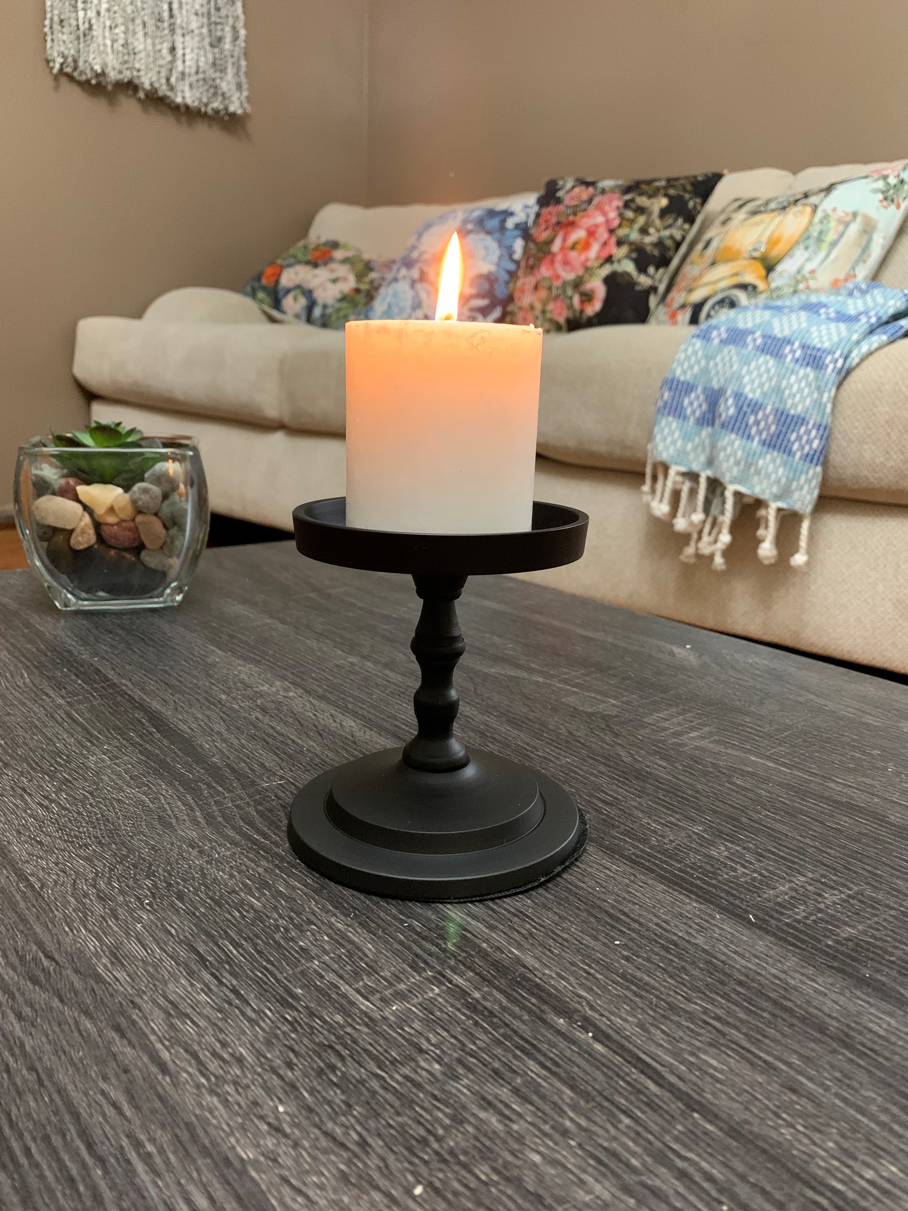 Vibhsa Pillar Candle Holder - Matte Black (4.5"H)