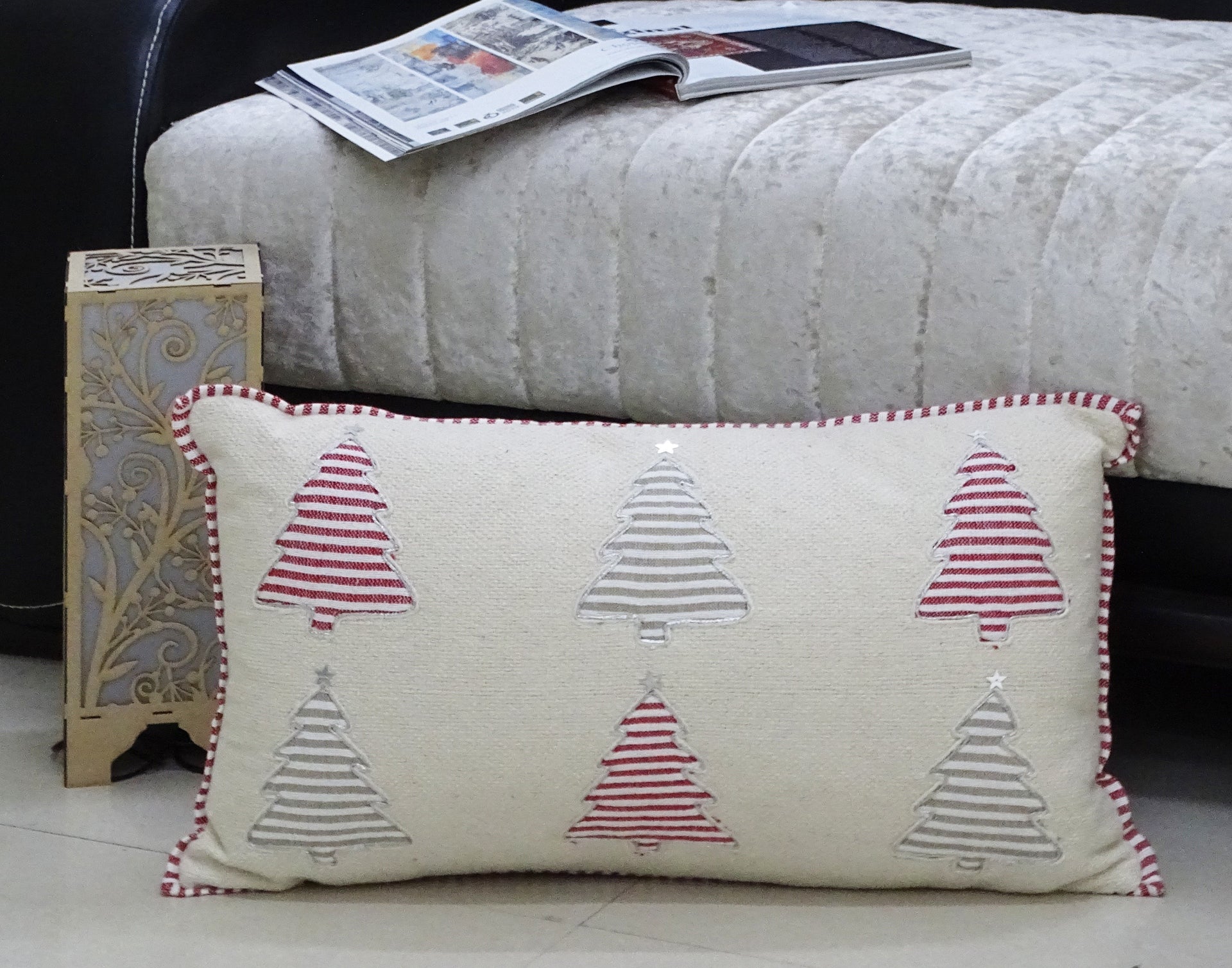 Christmas Pillow Colorful Tree 14" x 24"