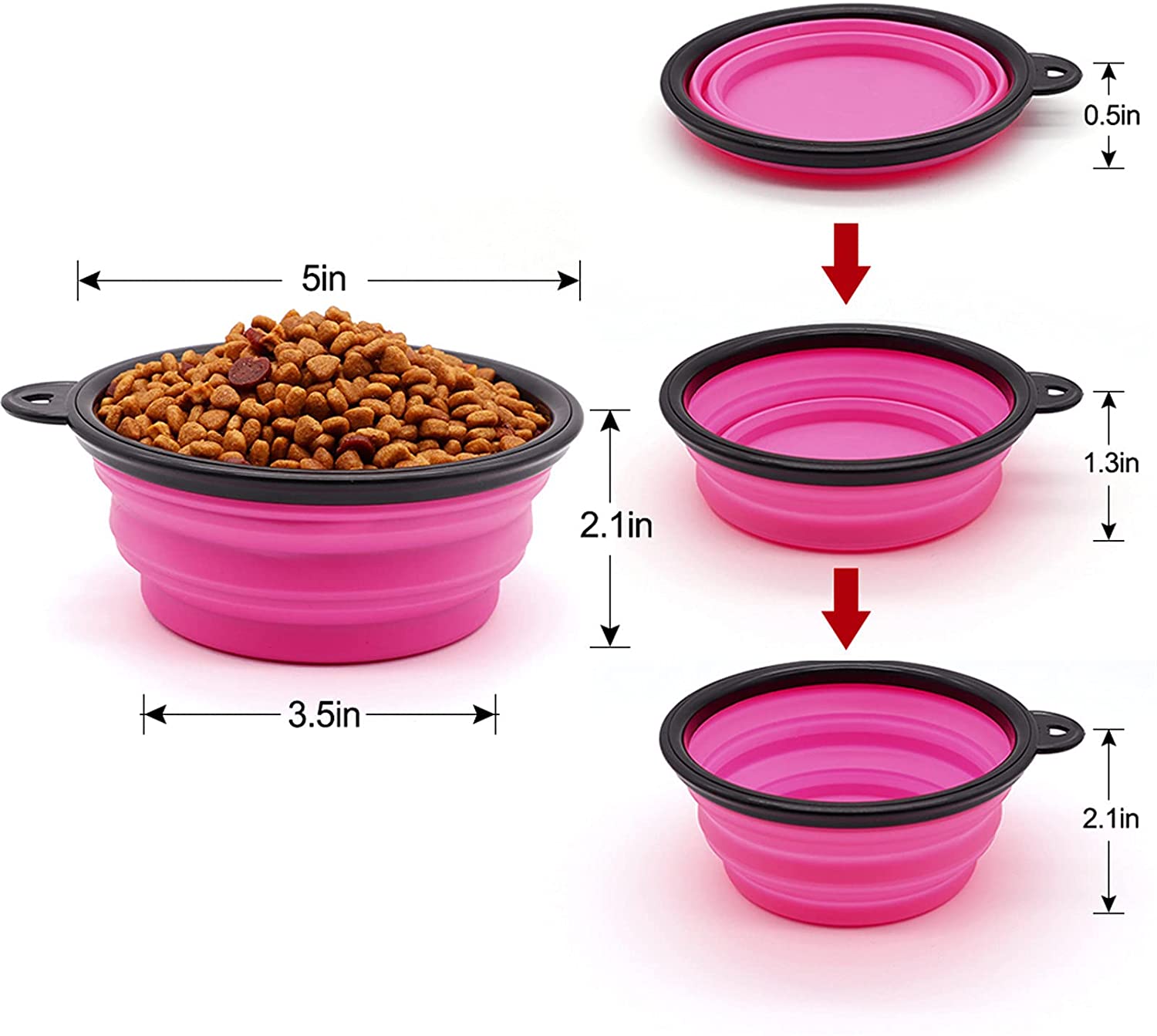 5" Portable and Foldable Small Dog Bowl-Purple set of 5