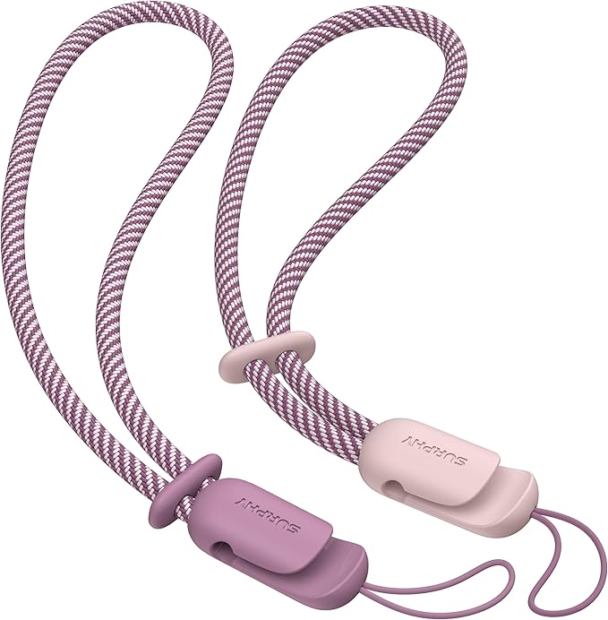 SURPHY 2 Pack Phone Lanyard for Cellphone Case, Phone Wrist Strap for Case, Cellphone Strap with 2-Color Braided, Charm Wrist Lanyard for Women, Cellphone Wrist Lanyard for Women, Pink & Lilac Purple