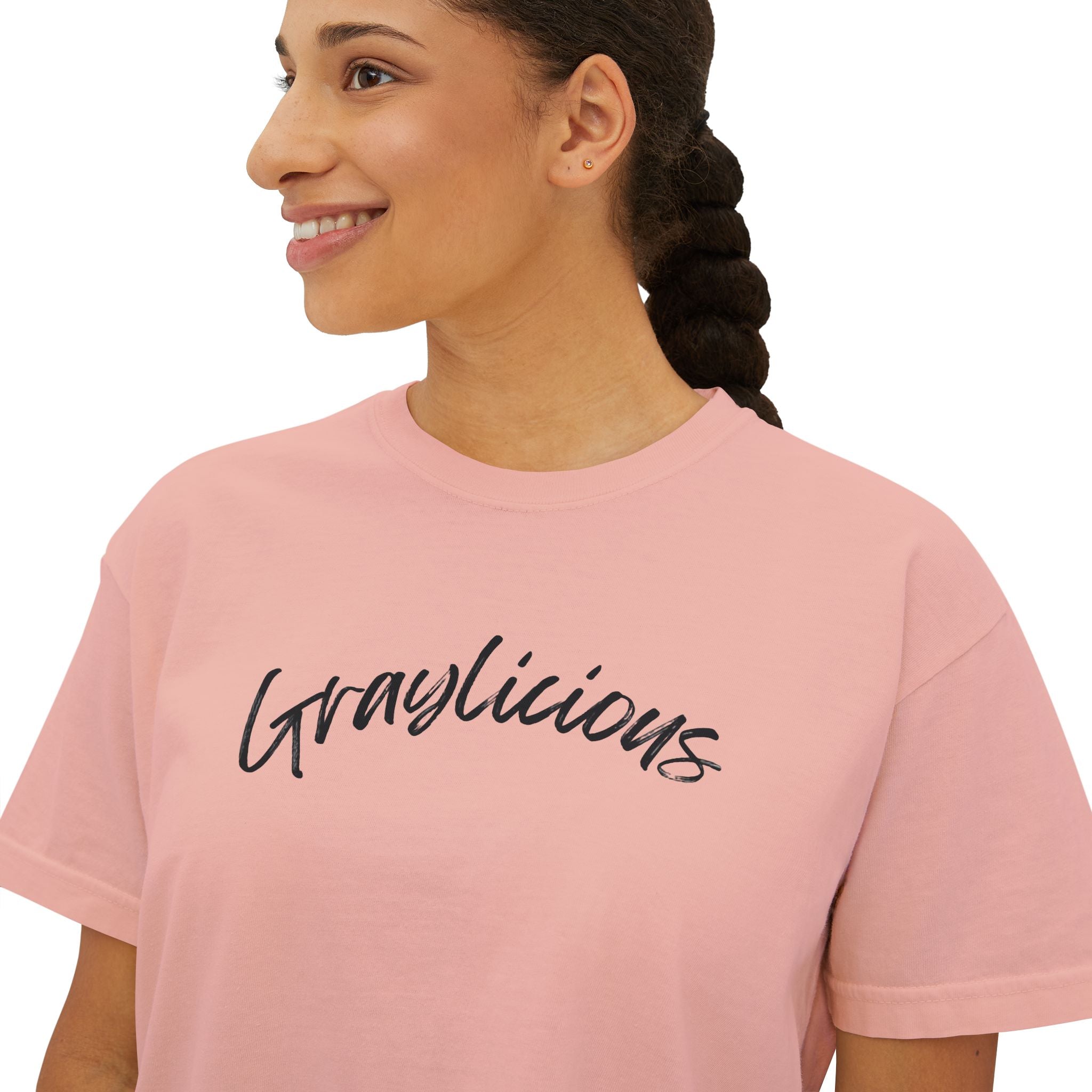 Women's Boxy Cotton Oversized Crewneck Short Sleeve Tee
