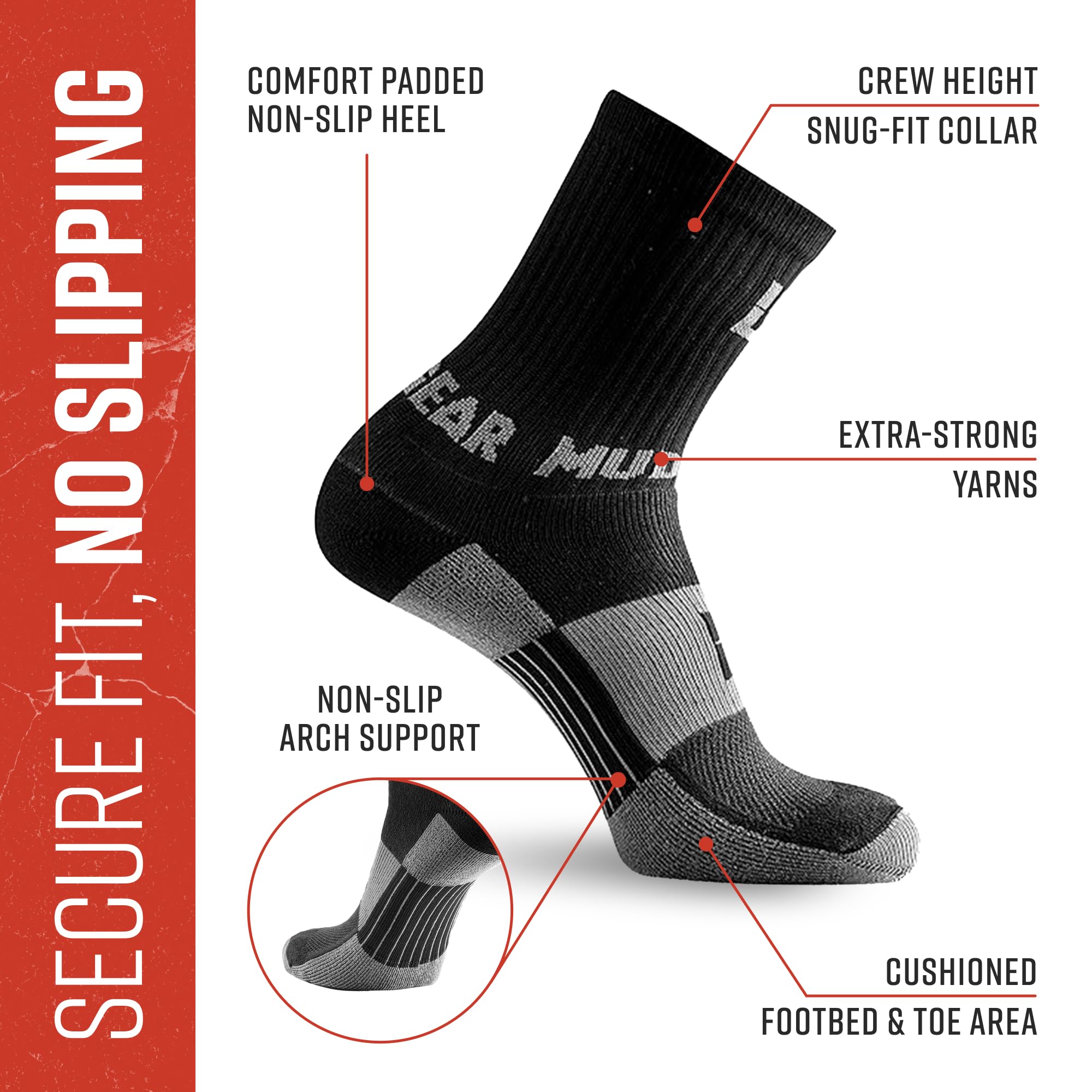 Performance Hiking/Trekking Sock - Black/Gray (2 Pair Pack)