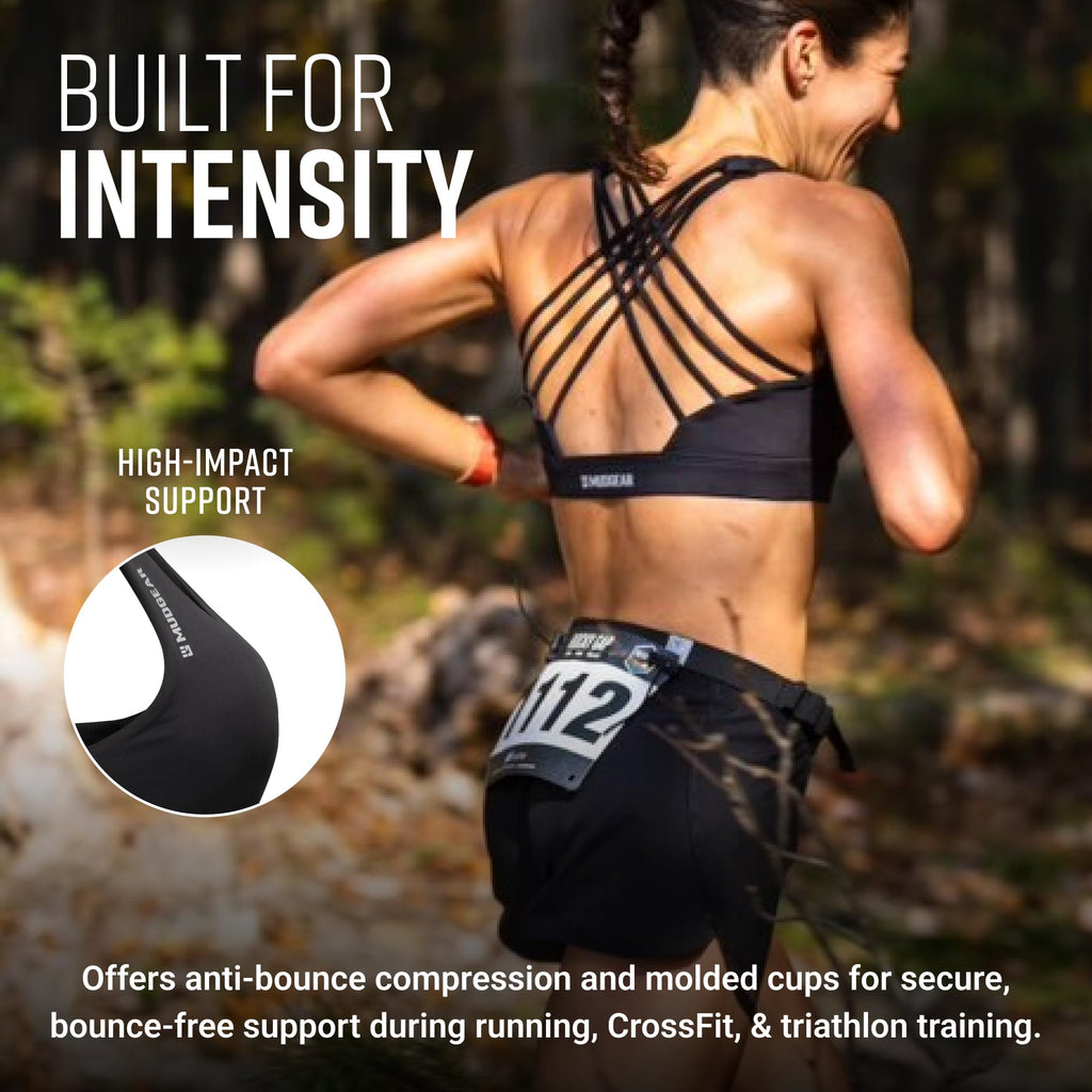 Women's Performance Sports Bra with Storage Pockets in Black - Image 5