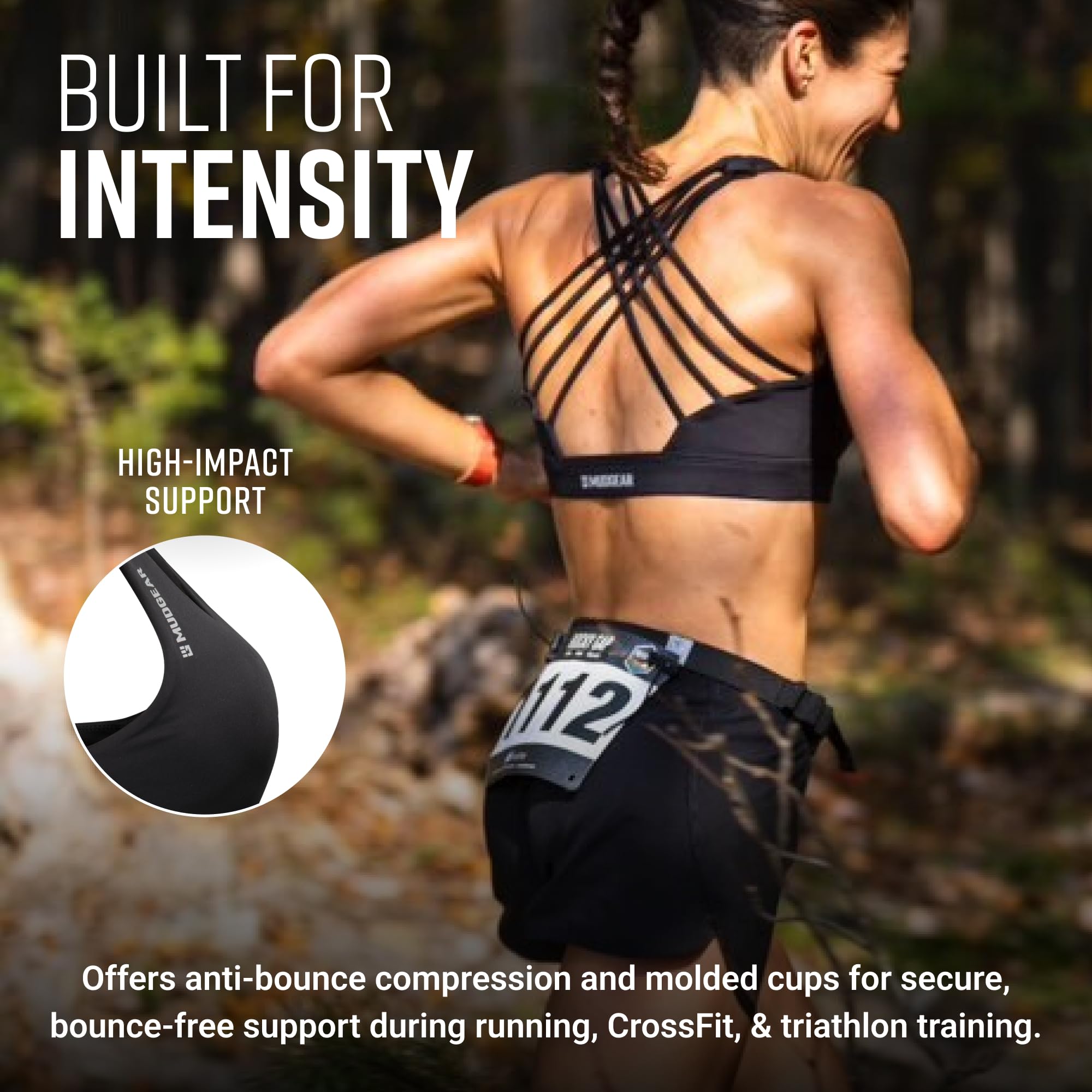 Women's Performance Sports Bra with Storage Pockets in Black - Image 5