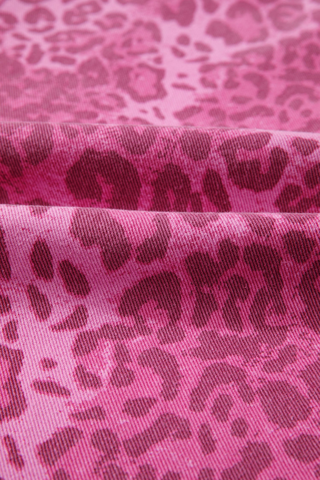 Pink Leopard Print Denim Sleeveless Button Front Mini Dress - Image 5