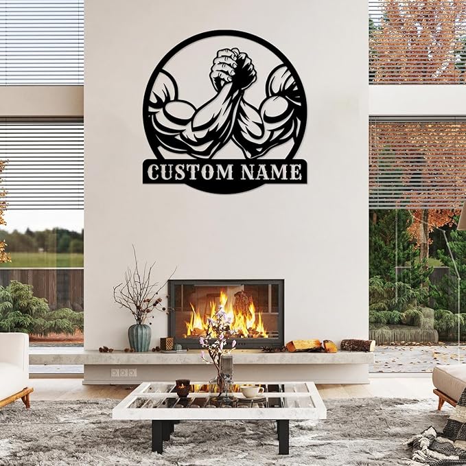 Customized Metal Gym Name Sign, Personalized Sports Room Wall Art,Metal Gym Sign,Unique Fitness Wall Sign, Gym Lovers Unique Gift, Gym Wall Art,Training Center Sign (Style-10)