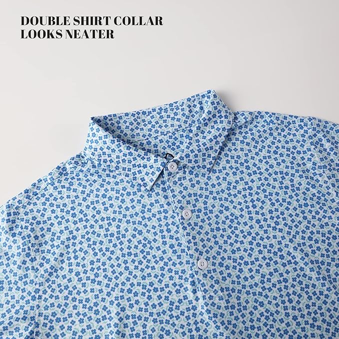 Men's Athletic Printed Golf Polo Shirt Moisture Wicking Tee