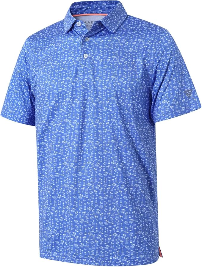 Close up of striped fabric on men's performance golf polo