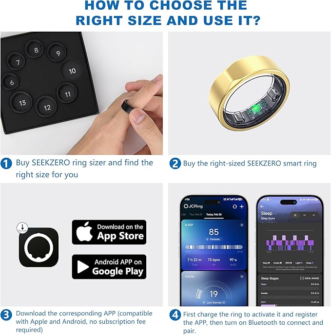 Smart Ring for Women Men - Titanium Health Fitness Tracker Ring with Heart Rate, Step Counting, Calories, Sleep & Stress Monitor for iPhone and Android, No Subscription Fee (Rose Gold, 11)