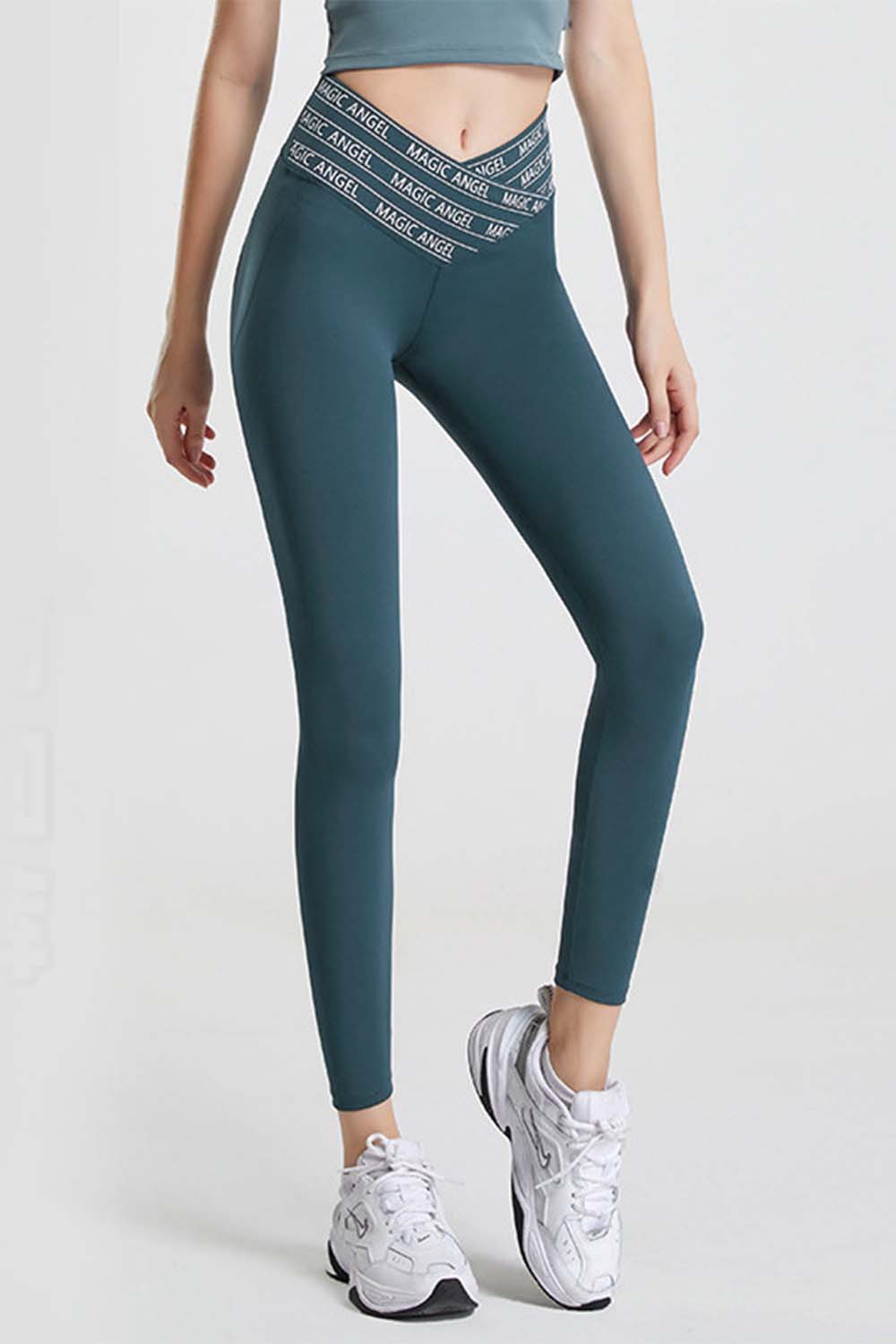 Black Slogan Print High Waist Sports Leggings for Activewear - Image 14