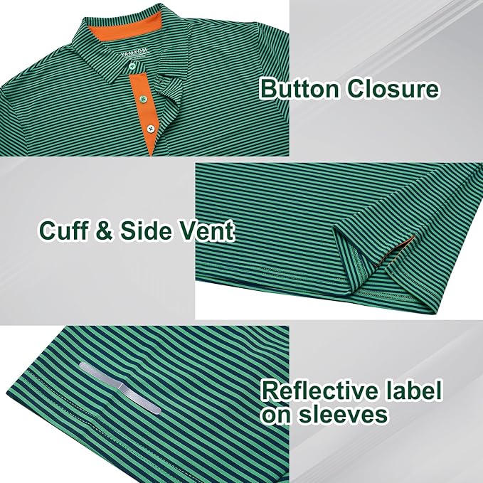 Men's Striped Performance Golf Polo Shirt - Moisture Wicking