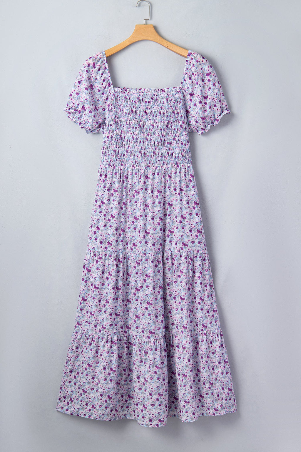 Kelsey Square Smocked Maxi Dress with Puff Sleeves and Floral Print
