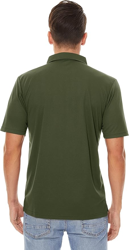 Men's Quick Dry Polo Shirt Moisture Wicking Performance Golf Shirt