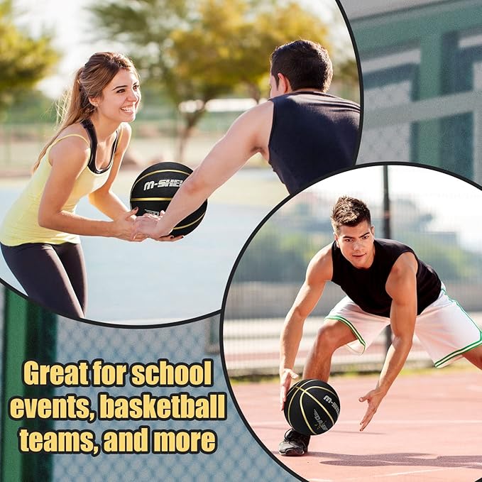 Jerify 12 Pieces Basketballs Bulk Official Size 7 Rubber Basketballs 29.5 Rubber Inflatable Basketballs with Pump Indoor Outdoor Basketballs Bulk Standard Basketball for Training and Play