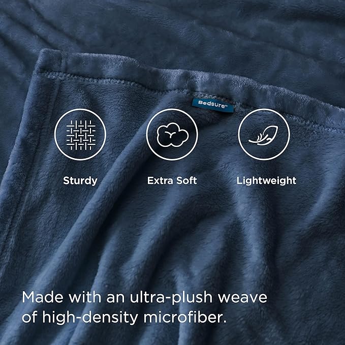 Bedsure Fleece Blankets Queen Size Mineral Blue - Bed Blanket Soft Lightweight Plush Fuzzy Cozy Luxury Microfiber, 90x90 inches