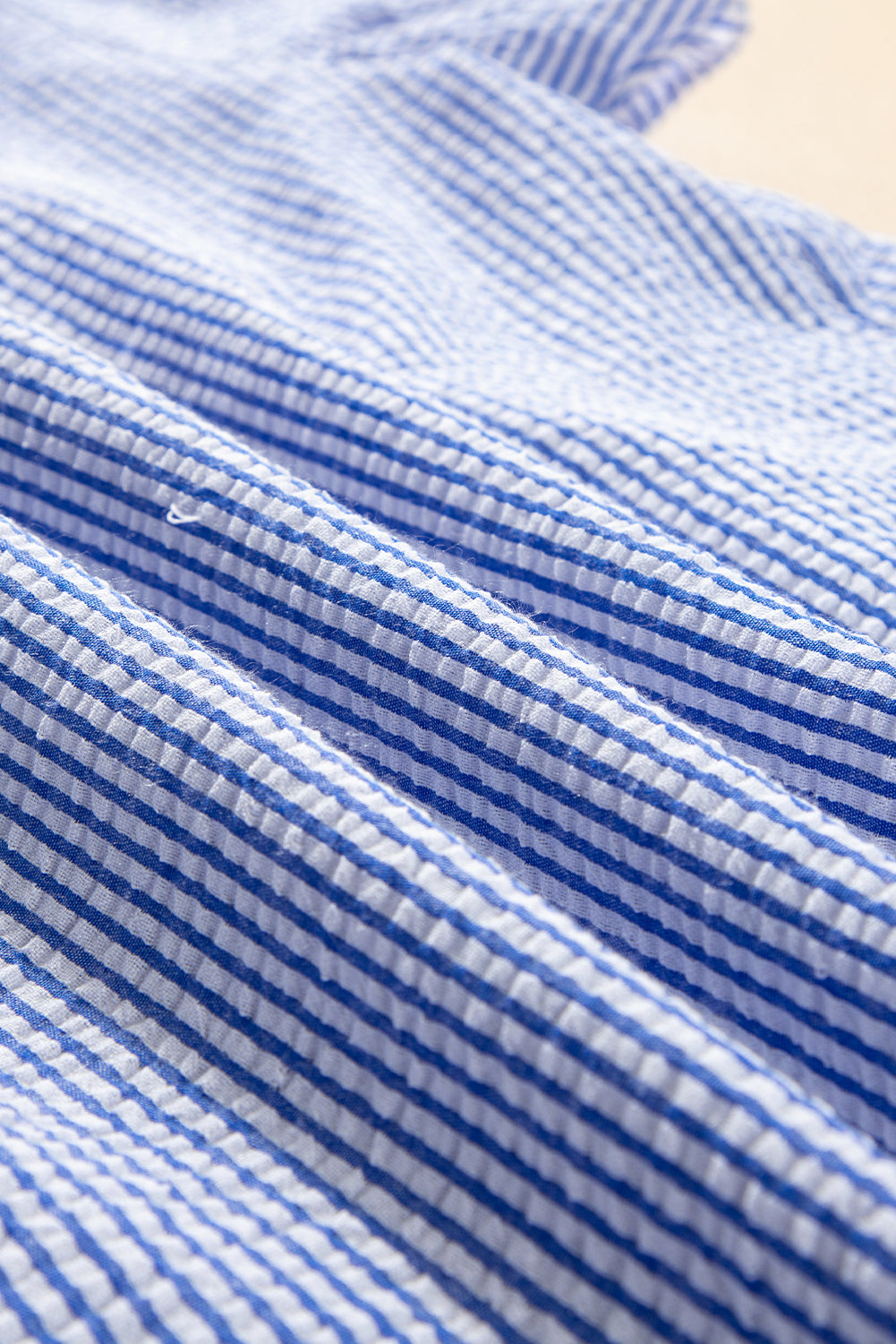 Striped Square Neck Ruffle Blouse | Cotton Boho Short Sleeve