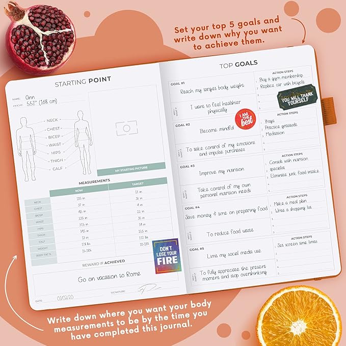 Clever Fox Wellness Planner - Weekly & Daily Health and Wellness Log, Food Journal & Meal Planner Diary for Calorie Counting, Notebook for Medical Condition Tracking, A5-Sized - Orange