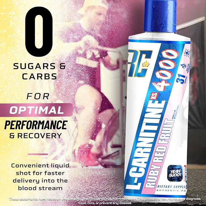 Ronnie Coleman Signature Series L Carnitine XS 4000 Liquid, Stimulant Free, Sugar Free, Zero Carbs, Lean Muscle Strength Support for Men & Women, 16 Oz (16 oz, Ruby Red Fruit (4000))