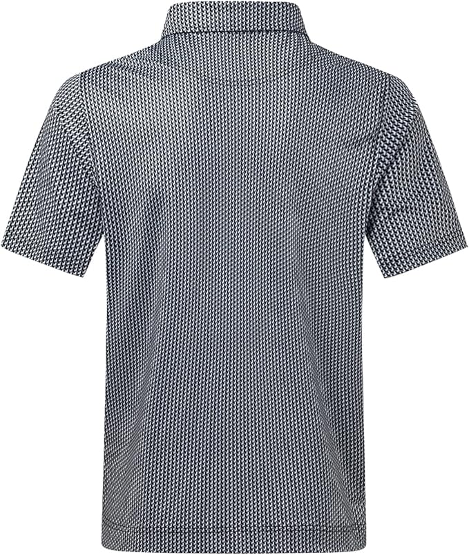 Mens Geometric Print Polo Shirt Short Sleeve Athletic Golf Top
