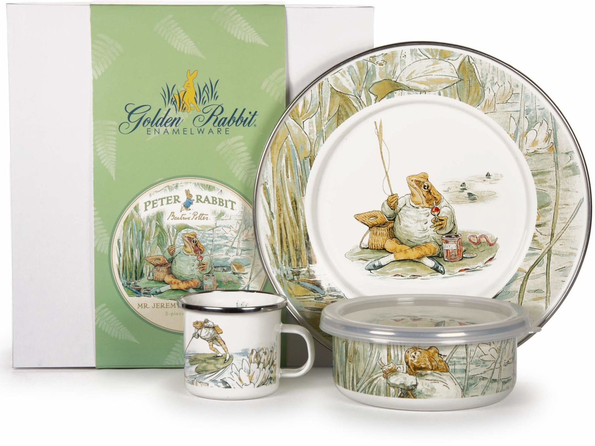 Golden Rabbit Enamelware 3-Piece Child Dinner Set – Durable & Non-Toxic
