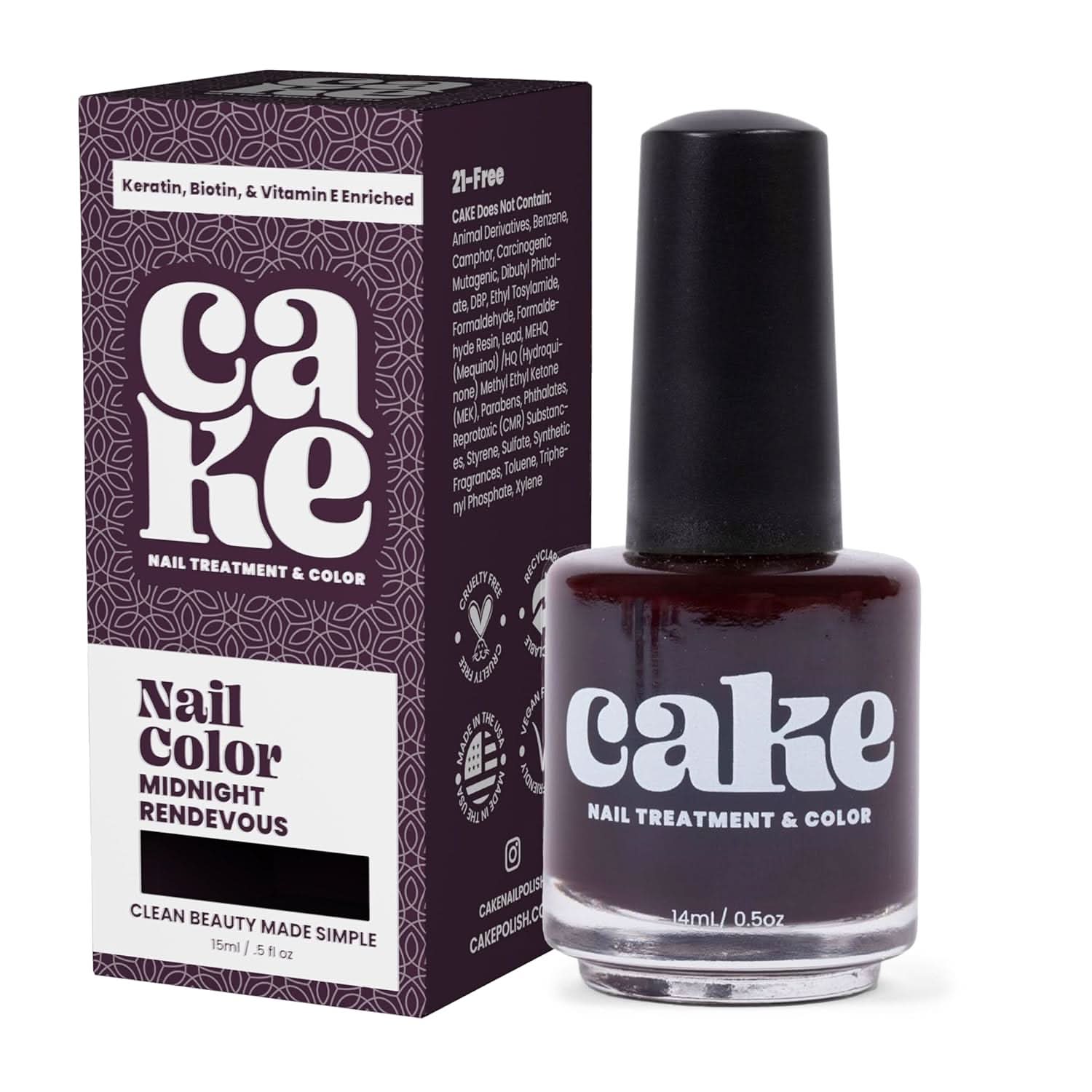 Midnight Rendezvous Nail Strengthening Polish - Deep Black & Red